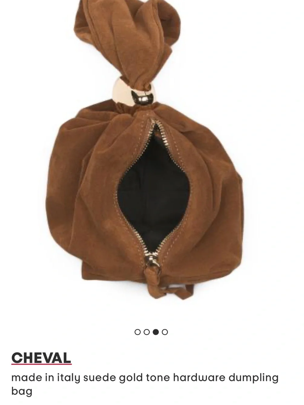 NWT Cheval Brown Italian Leather Suede Knot Gold Wristlet Dumpling Bag